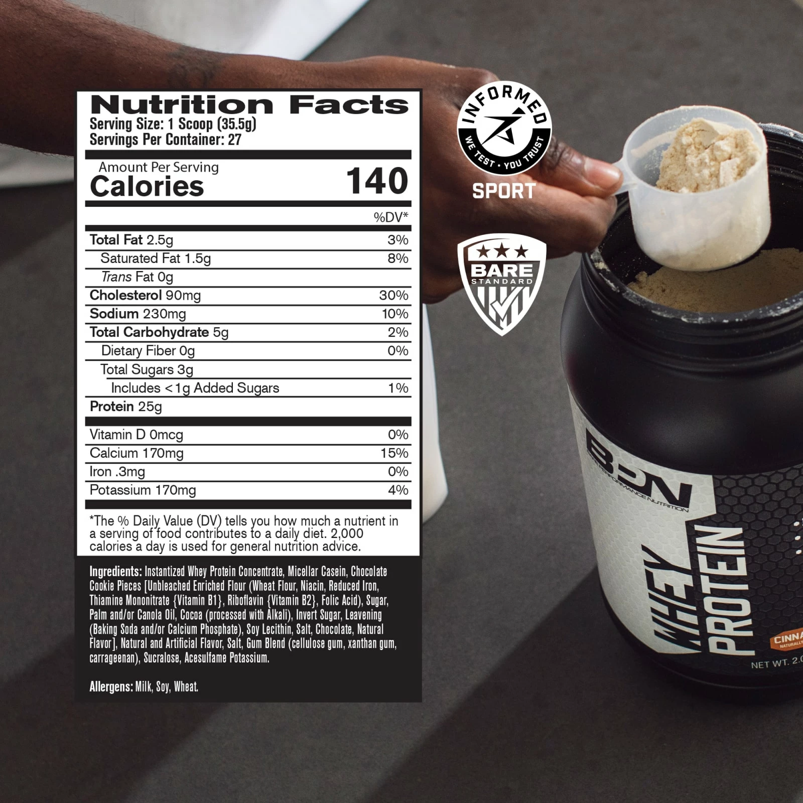 Bare Performance Nutrition Whey Protein Powder - Milk N' Cookies - Image 2